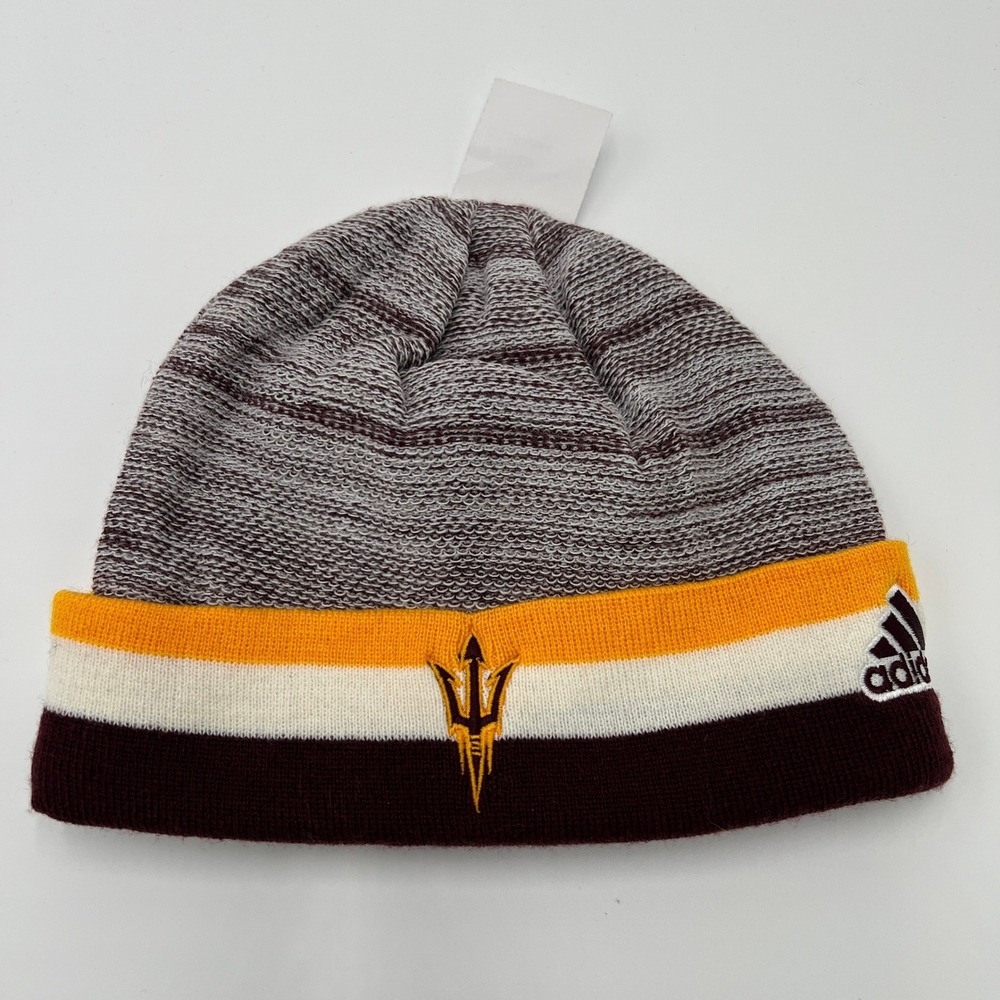 Adidas Arizona State Sun Devils Hat Knit Maroon Gold White One Size Fits All